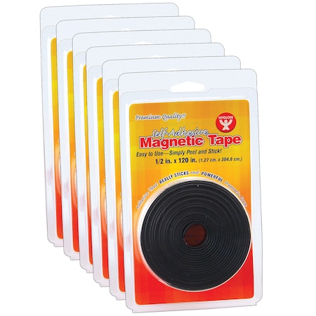 Hygloss Products Self-Adhesive Magnetic Tape Roll, 0.5" x 120", PK6 61410